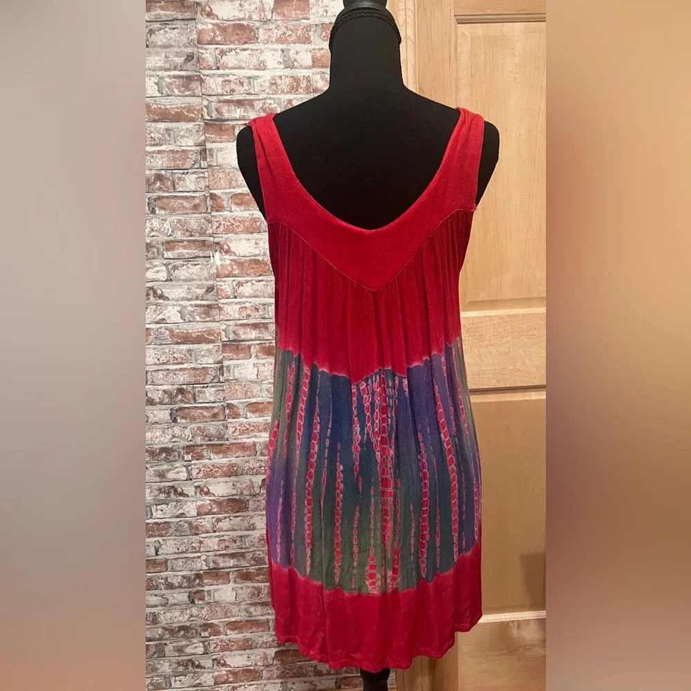 Rima Beachworld Woman’s Boho Sleeveless Tie Dye Embroidered Dress Fairy Grunge - Picture 2 of 11